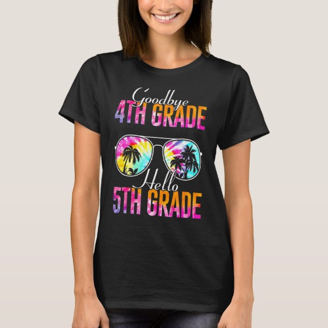 Camiseta Tye Dye Goodbye 4º grado Hola profesor de 5º grado (Anverso)