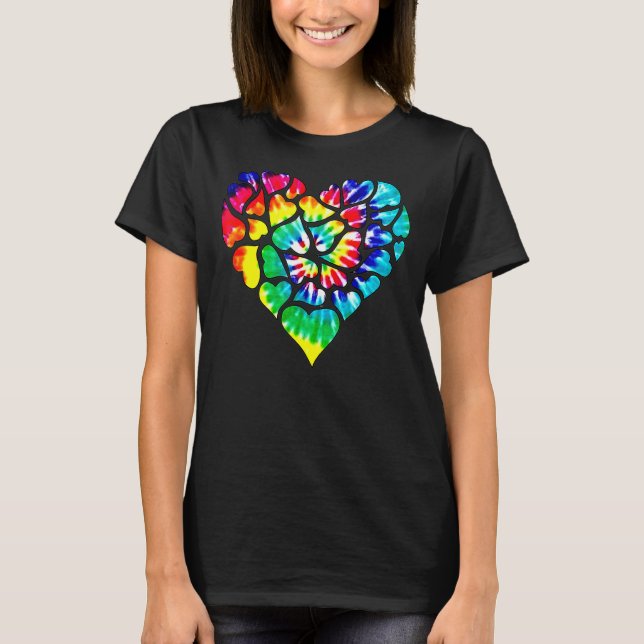 Camiseta Tye Dye Heart Candy Parejas Románticas Valentines  (Anverso)