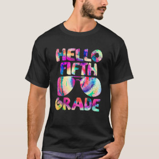 Camiseta Tye Dye Hola, primer día escolar de 5º grado de vu