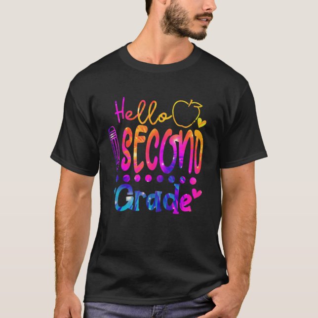 Camiseta Tye Hola Maestra de Segundo Grado Primer Día O (Anverso)