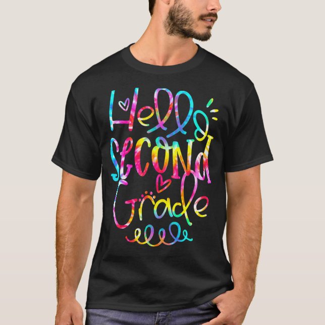 Camiseta Tye Hola Maestra de Segundo Grado Primer Día O (Anverso)
