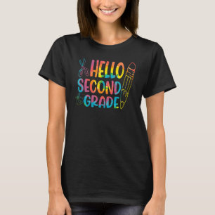 Camiseta Tye Hola Maestra de Segundo Grado Primer Día O