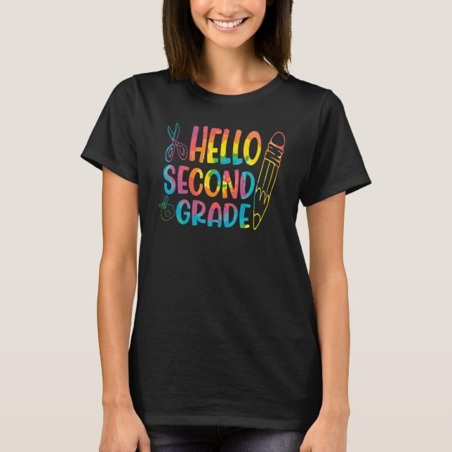 Camiseta Tye Hola Maestra de Segundo Grado Primer Día O (Anverso)
