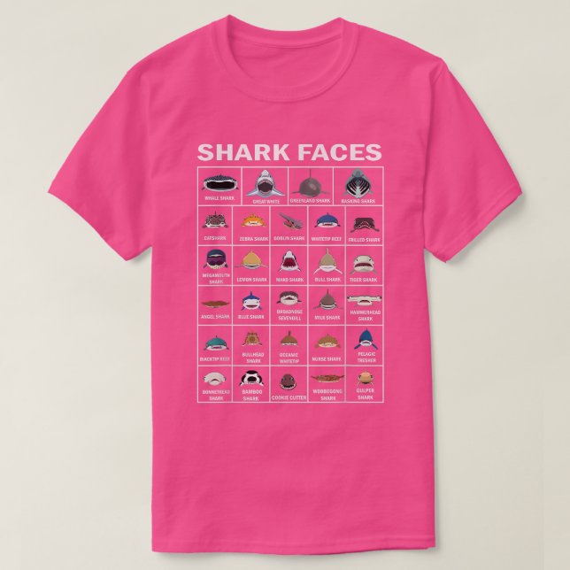 Camiseta Types Of Shark Faces (Diseño del anverso)