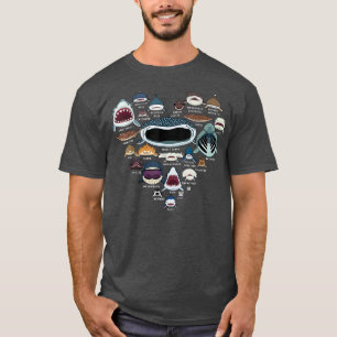 Camiseta Types Of Shark IdentificationShark Face Heart Shar