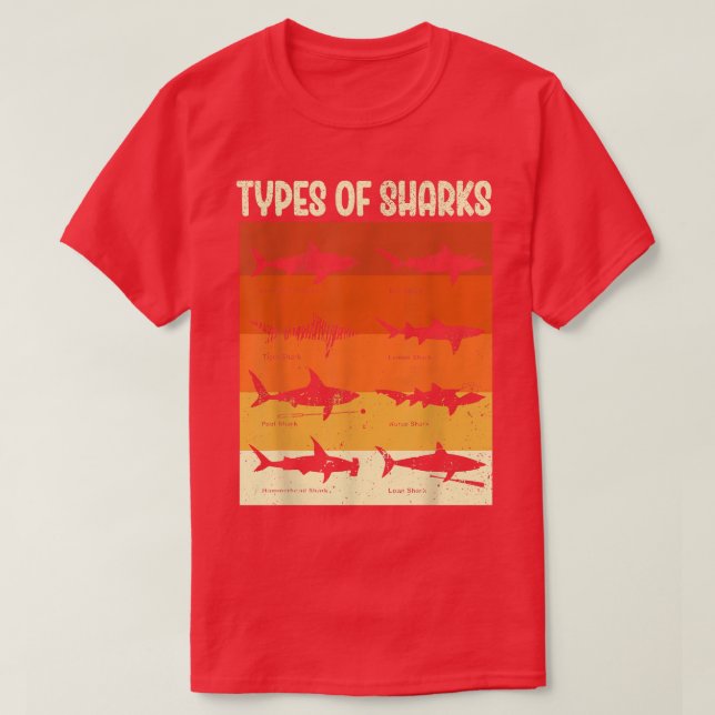 Camiseta Types Of Sharks (Diseño del anverso)