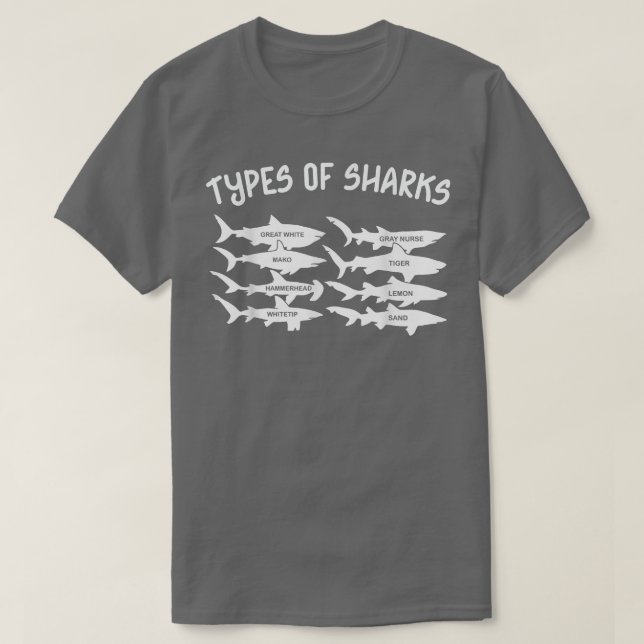 Camiseta Types Of Sharks (Diseño del anverso)