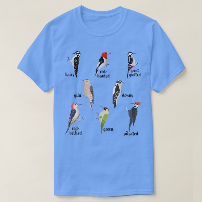 Camiseta Types of Woodpecker Bird watching Wildlife  (Diseño del anverso)