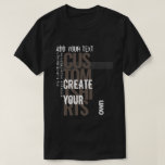 Camiseta Typo con problemas graves | Texto del Personalizad<br><div class="desc">Personalizado Texto Grungy Messy Typo 90's Graphic Design T-Shirt con manchas de tinta angustiadas emulando transferencias secas tipográficas de Letraset efecto de grit suizo.</div>
