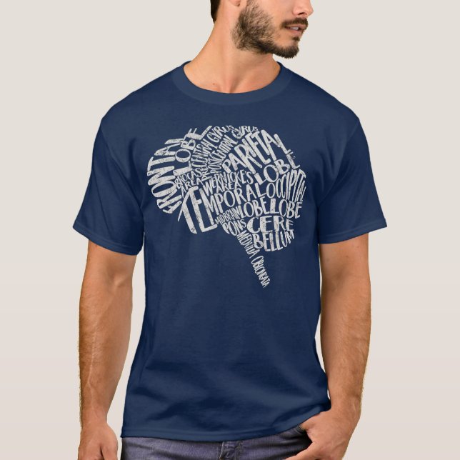 Camiseta Typografía cerebral Neurociencia Enfermera (Anverso)
