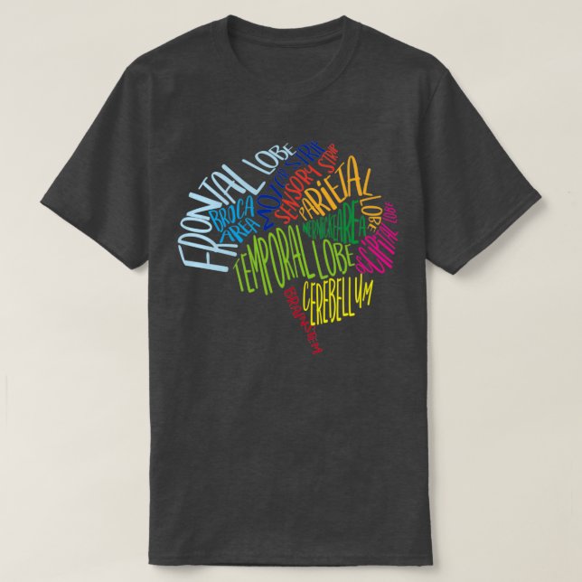 Camiseta Typografía cerebral palabra burbuja RN enfermera n (Diseño del anverso)