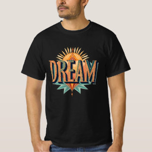 Camiseta Typografía vintage de ensueño Sunburst Inspirador