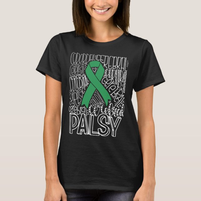 Camiseta Typography Green Ribbon Cerebral Palsy CP Awarenes (Anverso)
