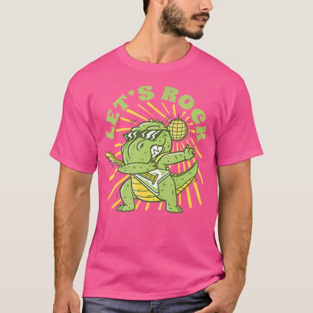 Camiseta Tyrannosauro Rex Tocando Guitarra T-Rex Funny Din (Anverso)