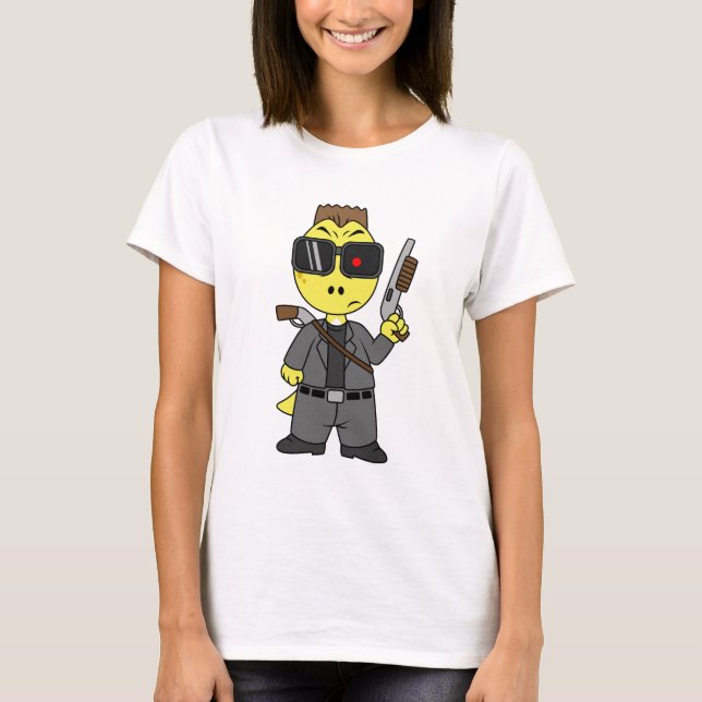 Camiseta Tyrannosaurus Rex Vestido Como Terminador. (Anverso)