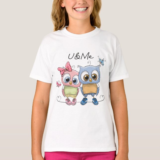 Camiseta U and Me Cute Owls Girls T-Shirt - Sweet Friends (Anverso)