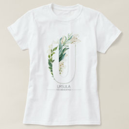 Camiseta U Monograma La vegetación dorada deja elegante