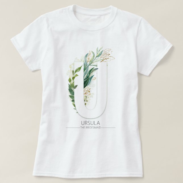 Camiseta U Monograma La vegetación dorada deja elegante (Diseño del anverso)