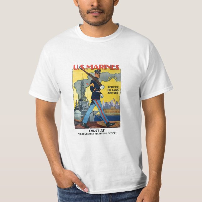 Camiseta U.S. Infantes de marina: ¡Servicio en tierra y el (Anverso)