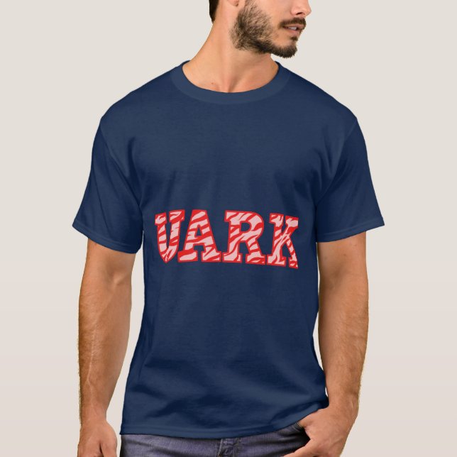 Camiseta UARK negrita rojo cebra texto sobredimensionado (Anverso)