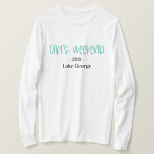 Camiseta Ubicación de fin de semana de Chica manuscrito y a