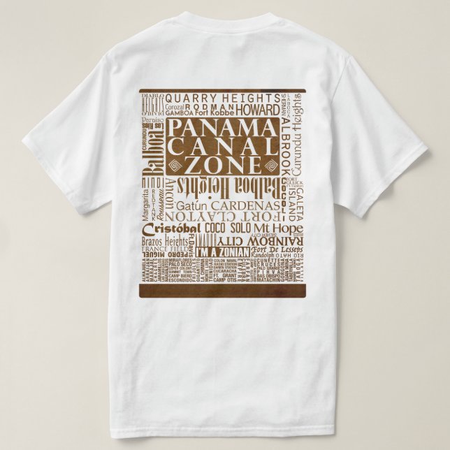 Camiseta Ubicaciones PCZ en papel antiguo con borde (Reverso del diseño)