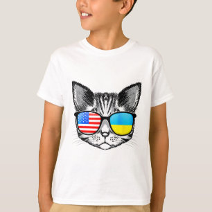 Camiseta Ucrania bandera de EE. UU. raíces gato ucraniano a