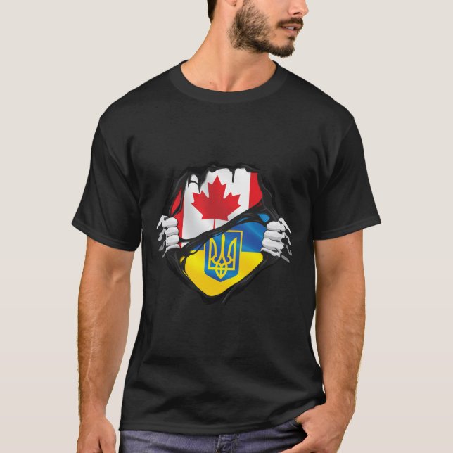 Camiseta Ucrania Bandera de raíces arrancada en manos canad (Anverso)