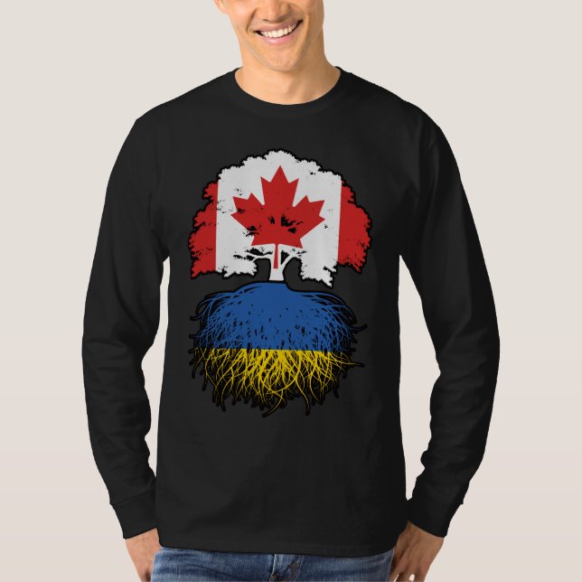 Camiseta Ucrania Bandera de raíces de árbol canadiense cana (Anverso)