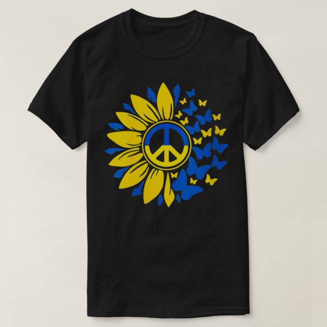 Camiseta Ucrania Bandera ucraniana fletada de girasol femen (Diseño del anverso)