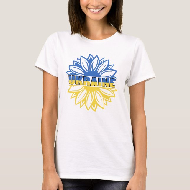 Camiseta Ucrania en medio del girasol azul y amarillo (Anverso)