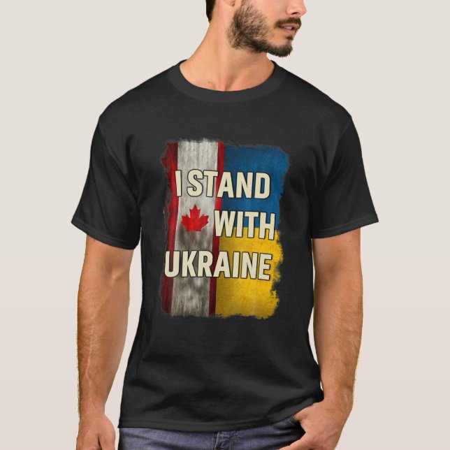 Camiseta Ucrania: La bandera de Canadá apoya a Ucrania (Anverso)