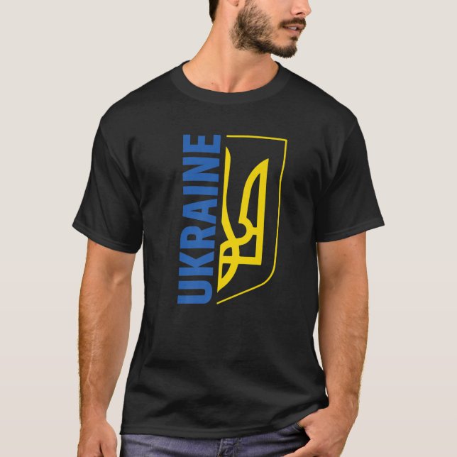 Camiseta Ucrania Orgullo Por Los Hombres Escudo De Armas Em (Anverso)
