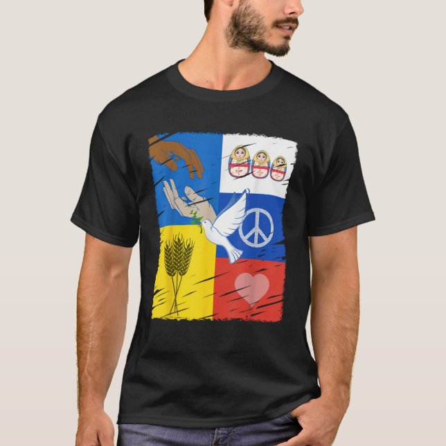 Camiseta Ucrania Rusia: La paz se adueña de la amistad inte (Anverso)