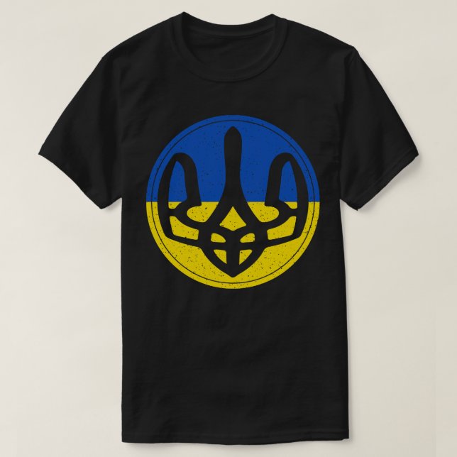 Camiseta Ucrania Tridente estilo de ojos de pez angustiado (Diseño del anverso)