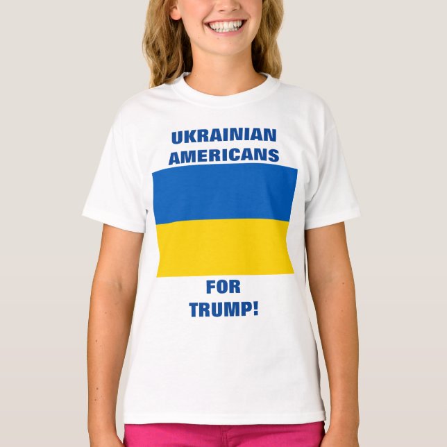 CAMISETA ¡UCRANIANOS ESTADOUNIDENSES POR TRUMP! (Anverso)