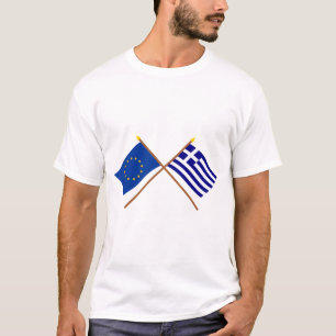 Camiseta UE y banderas cruzadas Grecia