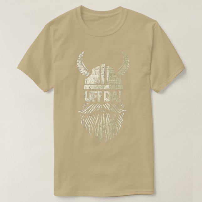 Camiseta Uff Da Noruega Cita Casco Viking Escandinavo (Diseño del anverso)