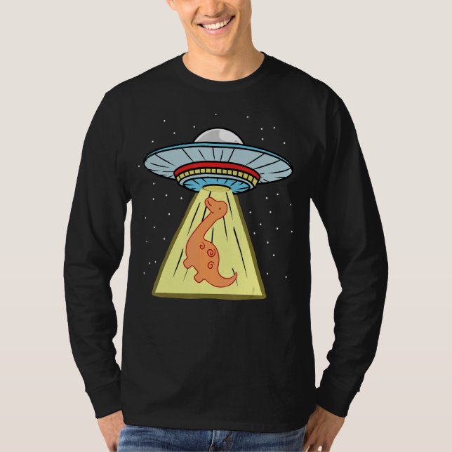 Camiseta Ufo Abducción Brachiosaurus Dinosaur (Anverso)