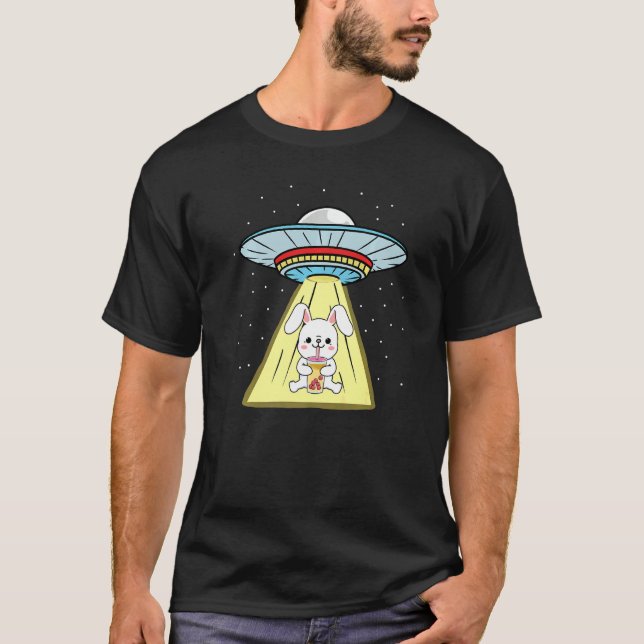 Camiseta Ufo Abducción Bunny Beber Té De Burbuja (Anverso)
