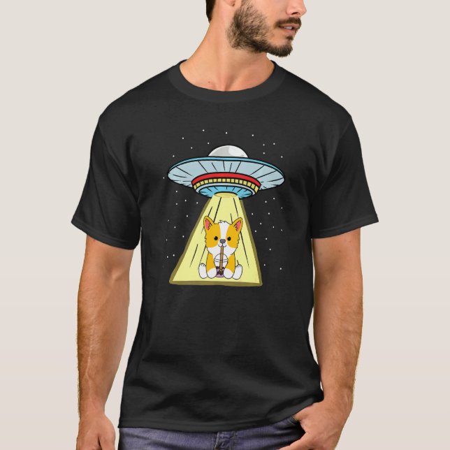 Camiseta Ufo Abducción Corgi Bubble Tea (Anverso)