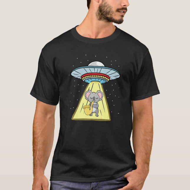 Camiseta Ufo Abducción Koala Saxofonista (Anverso)