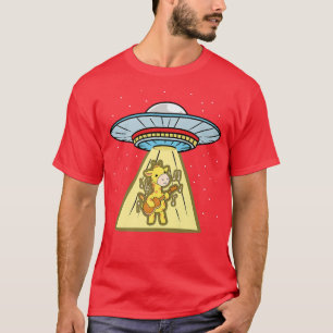Camiseta Ufo Abduction Giraffe Musician Guitar Premium 