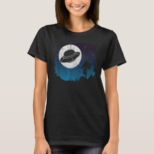 Camiseta UFO Alien Abducción nocturna Luna Completa Espacio