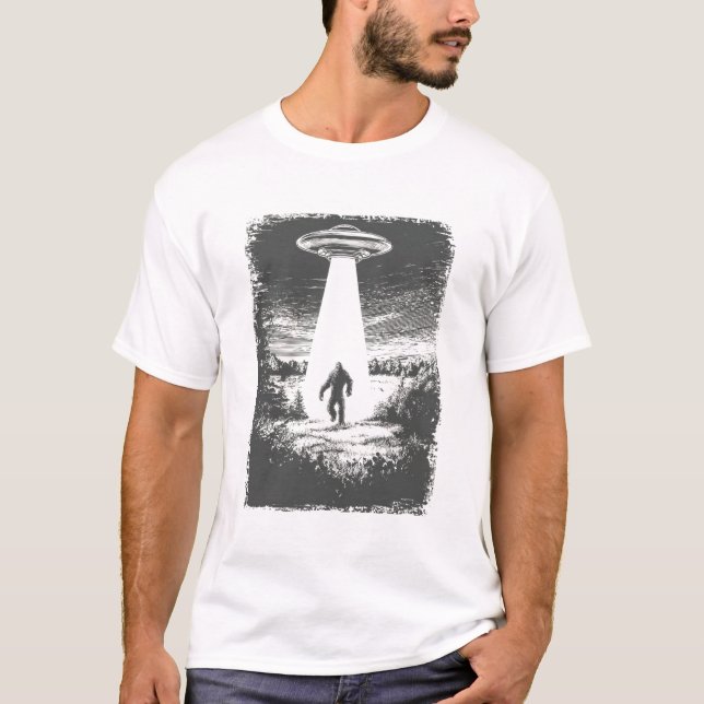 Camiseta UFO Alien Abduction Beam Silhouette Sci-Fi Mystery (Anverso)