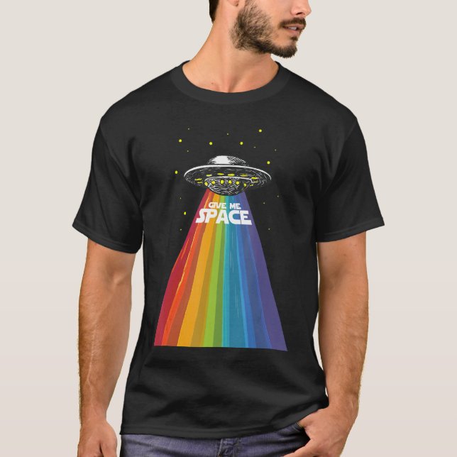 Camiseta Ufo Alien Gay Orgullo Arcoiris Espacio Barco Funny (Anverso)