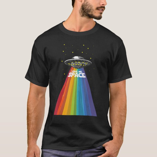 Camiseta Ufo Alien Gay Orgullo Arcoiris Espacio Barco Funny (Anverso)