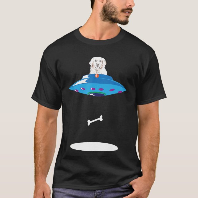 Camiseta Ufo Alien Golden Retriever Abducción Creen Perro (Anverso)
