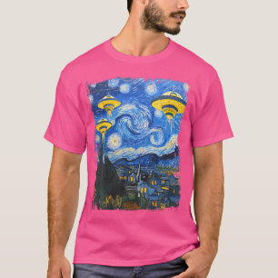 Camiseta Ufo Alien Starry Night Van Gogh Hombres Niño