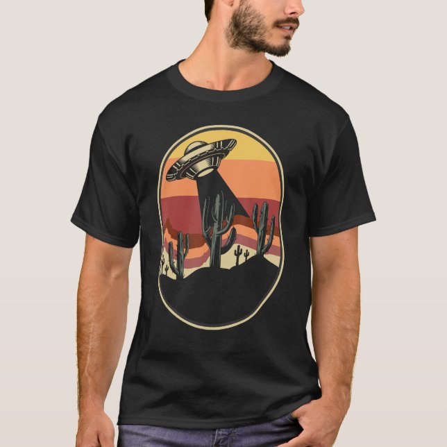 Camiseta Ufo Alien Sunset Vintage Retro (Anverso)